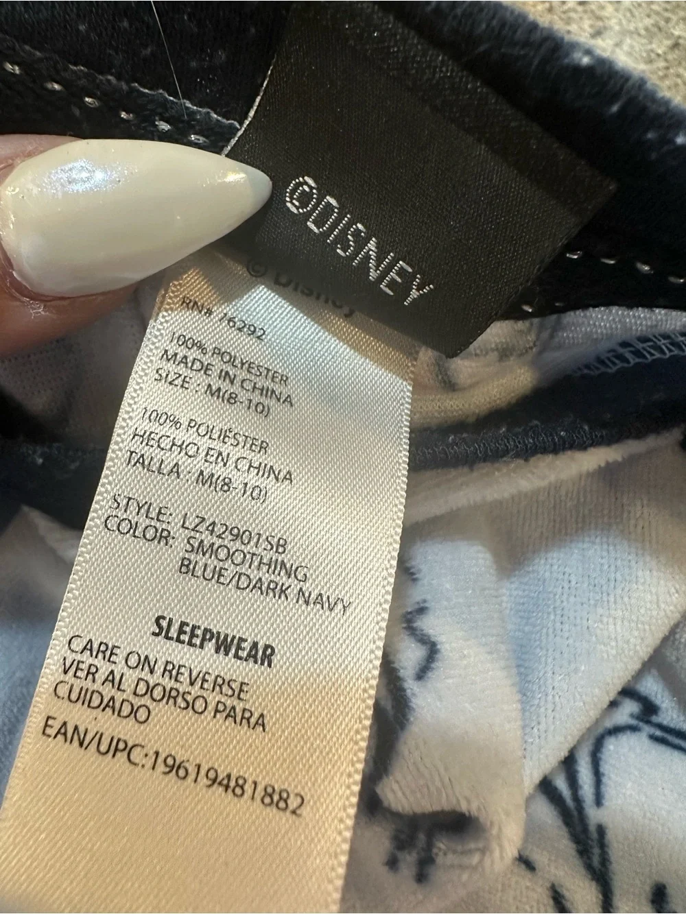 Cozy Light Blue Stitch Print Long Sleeve pj  Top - Picture 3 of 5